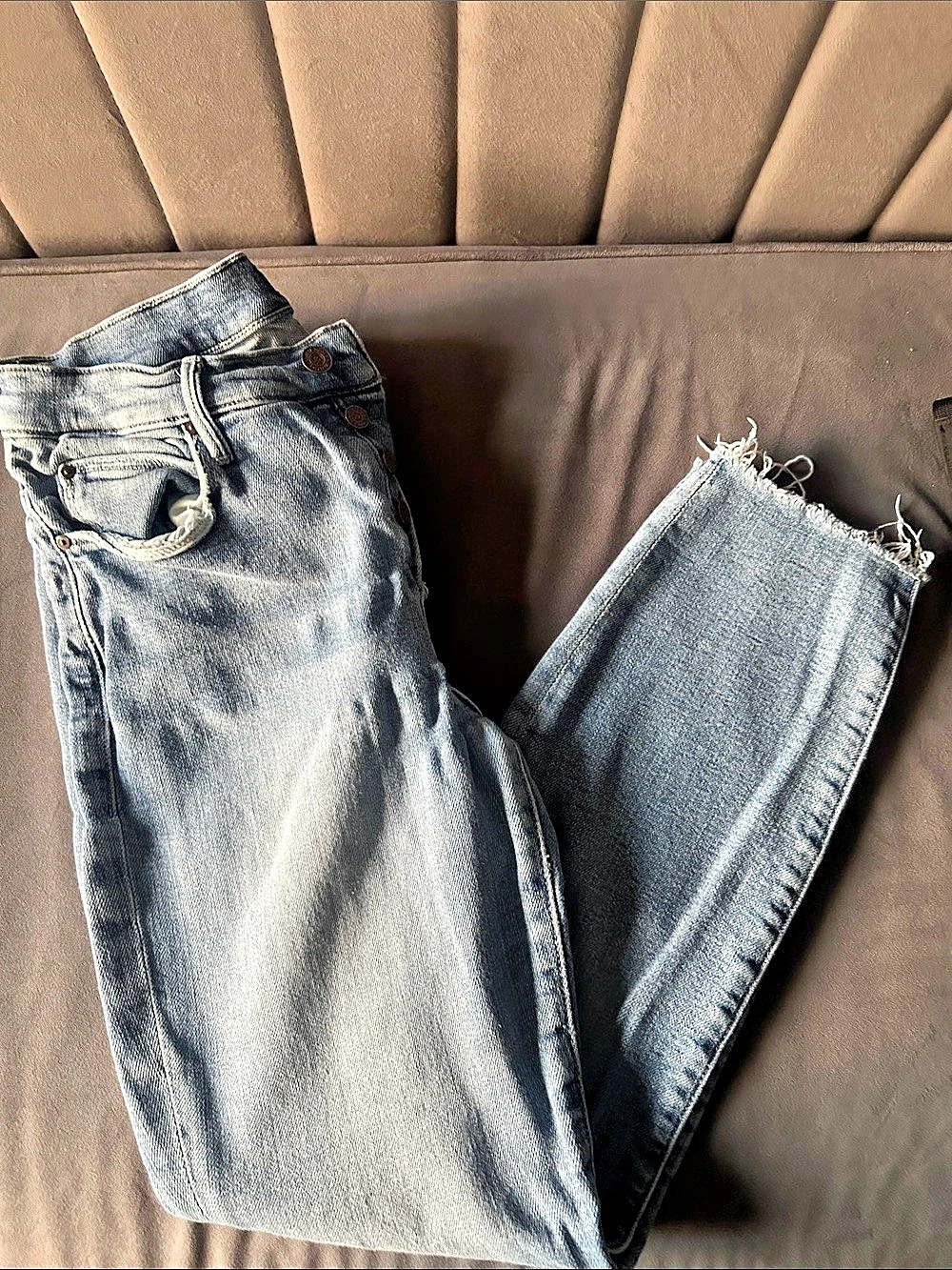 Mother The Dazzler Ankle Fray Frayed Hem Jeans Blue Waist 27
